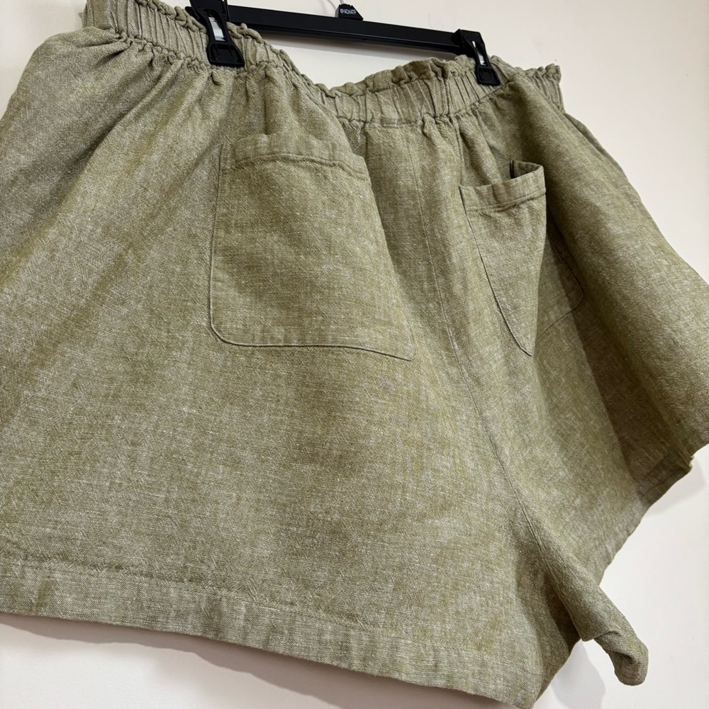 Ava & Viv Plus Size 3X Green Linen Rayon High Rise Pull On Beach Bermuda Shorts - Picture 7 of 16
